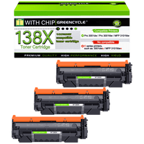 GREENCYCLE 3 Pack Compatible for HP 138X W1380X 138A W1380A Black Toner Cartridge Replacement with HP Laserjet Pro 3001dw 3001fdw MFP 3101fdw Series Printer