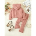 thumbnail image 3 of Suealasg Kids Girls Winter Outfits Clothes 6M 12M 18M 2T 3T Toddler Girls Long Sleeve Hooded Tops Solid Color Flared Pants Sets 2Pcs Autumn Clothing for Baby Girls, 3 of 9