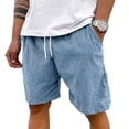 thumbnail image 3 of Dwelliawo Men's Casual Corduroy Short Lightweight Elastic Waist Corduroy Shorts Travel Relaxed Fit Wide Leg Shorts Pant Knee Length Drawstring Short Blue XL, 3 of 7