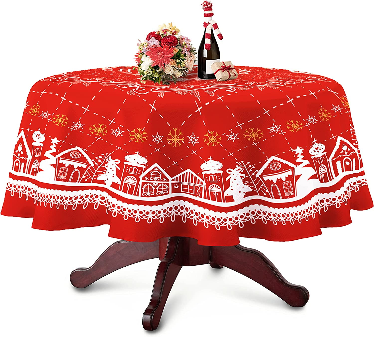 Round Christmas Tablecloth, Christmas Table Cloth Round Winter