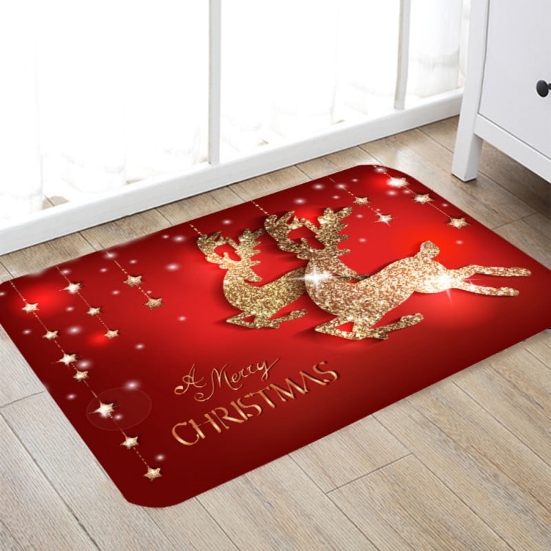 Christmas Mats and Rugs Non-Slip Door Mat Christmas Patterned Carpet Floor Mat 4 Size 