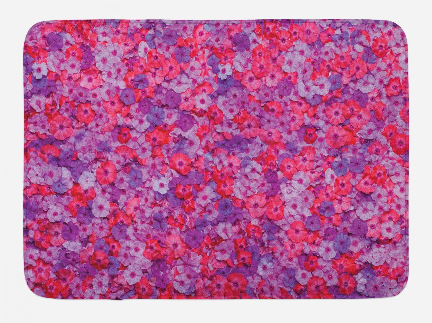Flower Bath Mat, Flowers Pattern Garden Plants Flowering Aromatic