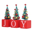 thumbnail image 3 of 3 piezas de mini árbol de Navidad de estilo rústico Mini árbol de Navidad JOY Letrero de madera Decoración de mesa, 3 of 10