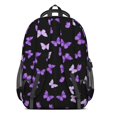 thumbnail image 3 of Butterfly and Purple Black Pattern Backpack for School, Cute School Bag with Adjustable Shoulder Straps and Padded Back, 16.9"x12.6"x5.9", 3 of 5