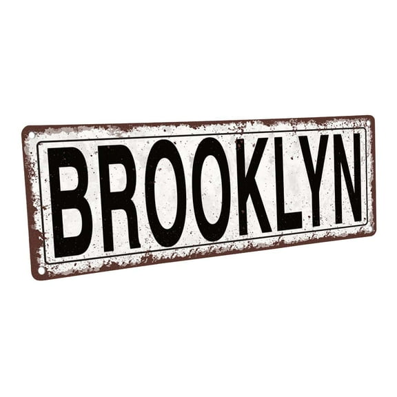 Brooklyn 4"x12" Metal Sign, Wall Décor for Home and Office