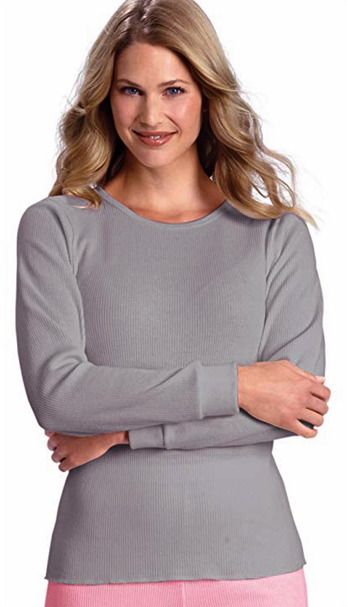 Hanes Thermal Printed Crew Shirt Log Sleeve Womens Soft Waffle X-Temp Undershirt 