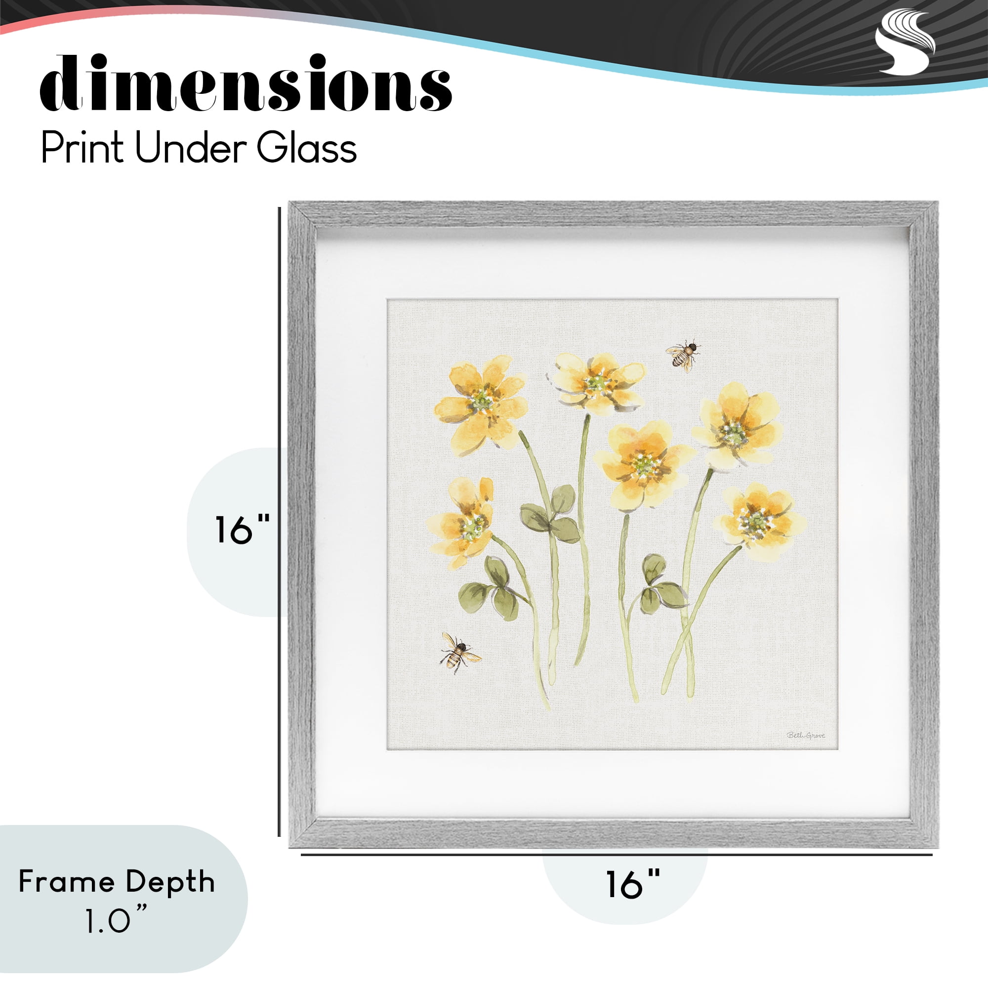 Stupell Industries Sweet Honey Wildflowers Gray Framed Print Under Glass, design by Beth Grove