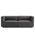 thumbnail image 3 of Modular Loveseat Sofa Couch, Grey Gray Black, Velvet, French Living Lounge Cafe Lobby Hospitality Restaurant, Modern Boutique HB33972, 3 of 11