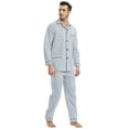 thumbnail image 3 of GLOBAL Men 100% Cotton Pajama Set For Men Lightweight Soft Nightwear Long Sleeves PJS With Pockets, 3 of 5
