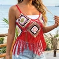 thumbnail image 2 of Mujeres de Verano Tops Casual Gancho de Mano Color Mixto Patchwork Strapless Borded Top para las Mujeres de Verano, Moda Casual Ligero, 2 of 5