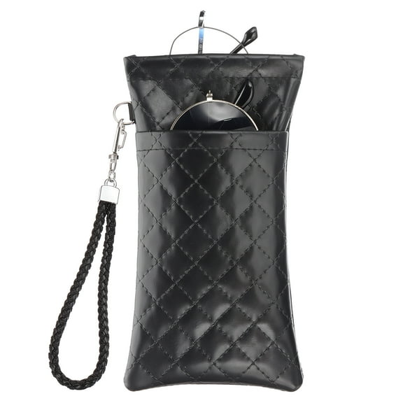 Uxcell Double Eyeglasses Case, Leather Soft Glasses Cases Portable Sunglasses Pouch Organizer, Black