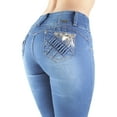 thumbnail image 5 of Fashion2Love Women's Juniors Colombian Design Butt Lift Push Up Mid Waist Skinny Jeans, 5 of 10