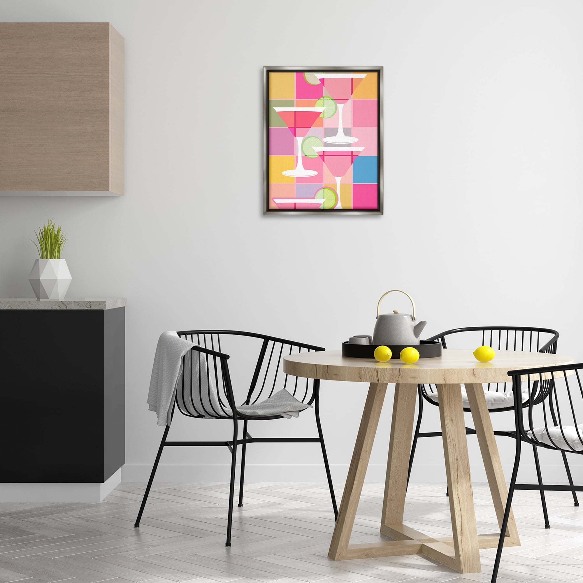 Stupell Industries Cocktail Squares Design Food & Beverage Painting Gray Floater Framed Canvas Art Print Wall Art, 17 x 21