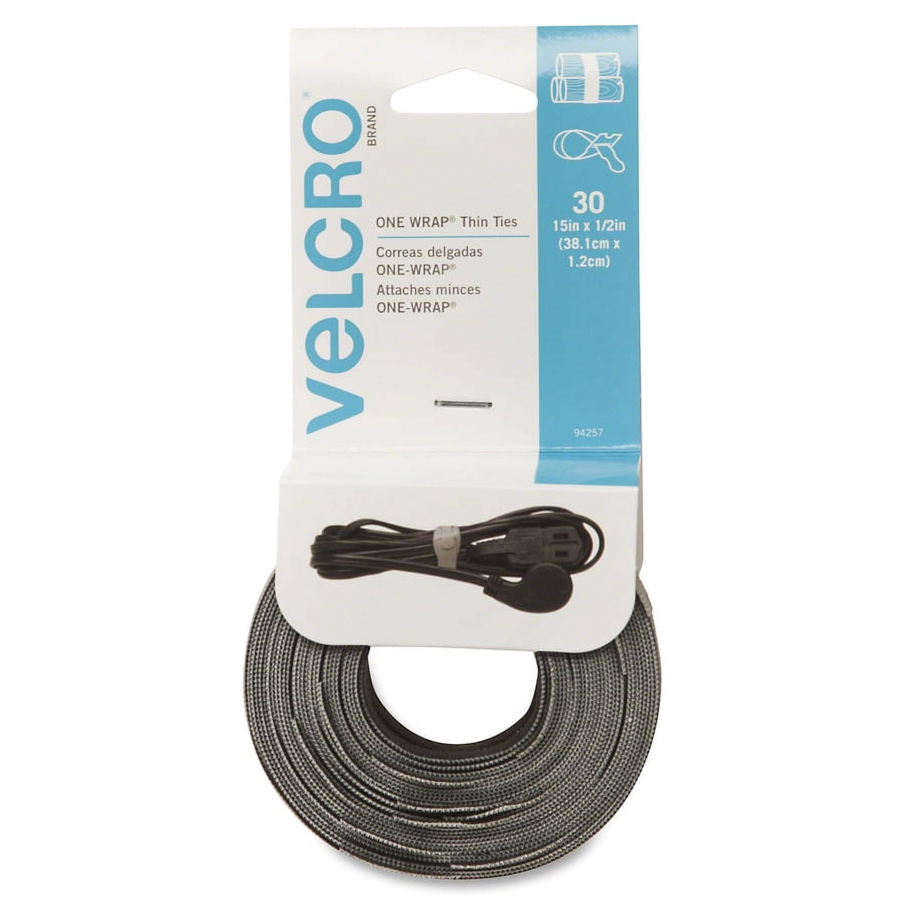 VELCRO VEL-OW64527  Velcro ONE-WRAP serre-câbles Attache de câble  détachable Polypropylène (PP), Velcro Noir 100 pièce(s)