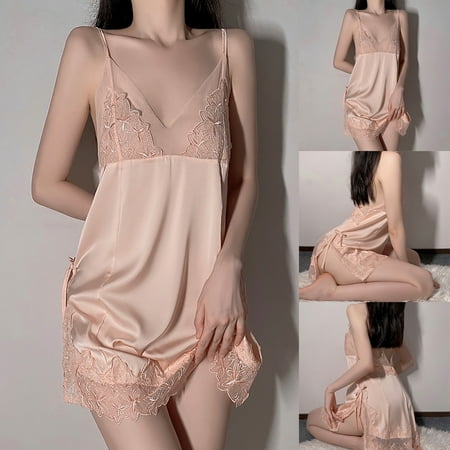 

Valentines Day Gifts! UHUYA Sexy Lingerie For Women Tights Ladies Sexy Lingerie Sexy Tight-fitting Stretch Net Pajamas One-shoulder Strap See-through Tights Pink L