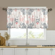 Yayeee Kitchen Curtains Set of 2 Light Filtering 57"x24" Over Sink Window Panels, Cute Elephant