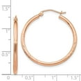 thumbnail image 2 of 14k Rose Gold Light Weight Satin Sparkle-Cut Hoop Earrings 30mm long 2mm Thick Hoop Earring for Women, 2 of 2