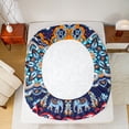 thumbnail image 5 of Homewish Tribal Damask Flower Twin Sheet Sets, Vintage Western Fshion Twin Fitted Sheet, Navy Orange Mandala Flat Sheet, Breathable Home Decor, 3 Pieces, 5 of 7