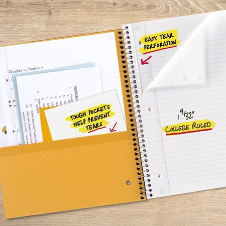 Five Star Spiral Notebook + Study App, 5 Subject, College Ruled Paper, 8-1/2" x 11", 200 Sheets, Fights Ink Bleed, Water Resistant Cover, Black (72081)