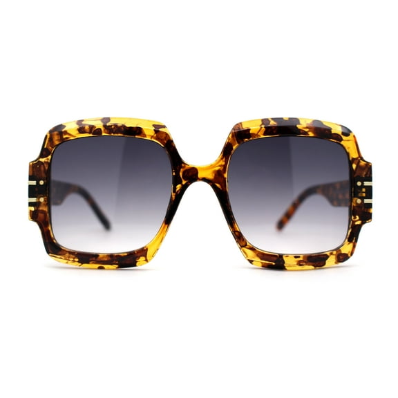 Oversized Mob Retro Thick Beveled Plastic Frame Nerdy Rectangle Sunglasses Tortoise Smoke