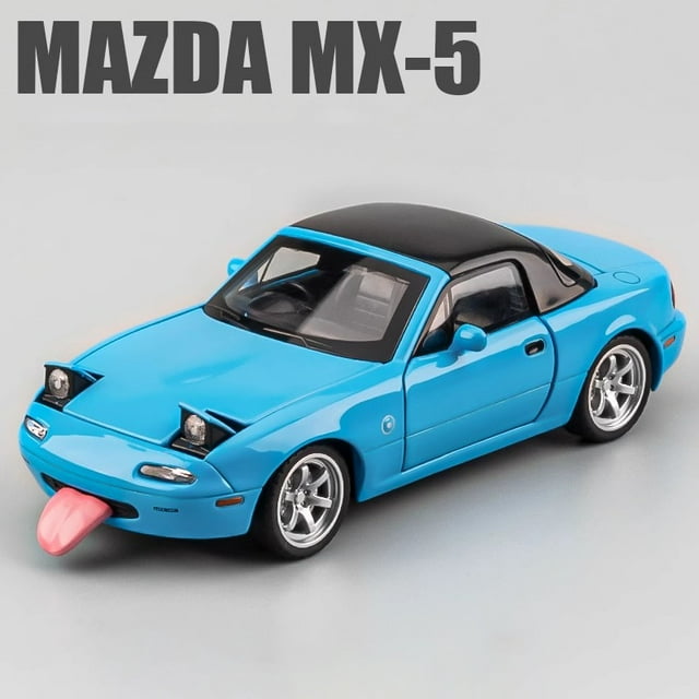 Mazda-Coche de juguete MX5 MX-5 RX7, juguete de aleación fundido a presión, modelo de coche con sonido y luz, juguete coleccionable para niños, regalo de cumpleaños, 1:32