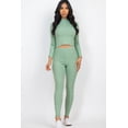 thumbnail image 6 of Mock Neck Long Sleeve Top and Leggings Ensemble in Ribbed Fabric, 6 of 11