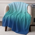 thumbnail image 2 of Flannel Fleece Throw Blanket Navy Blue Gradient Ocean Style Lightweight Soft Plush Blankets,Cyan Watercolor Ombre Cozy Warm Throw Blanket for Couch Sofa Bed Car Office All Season Use 40x50in, 2 of 9