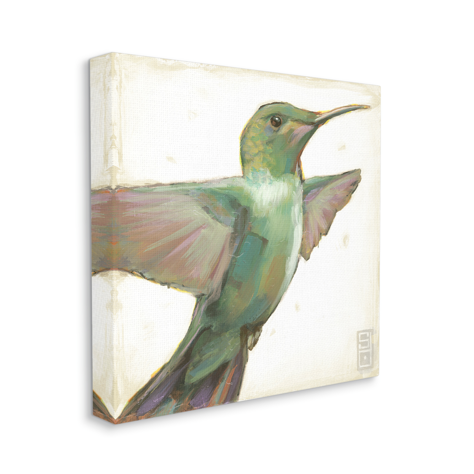 Stupell Industries Green Hummingbird Painting Animals & Insects Painting Gallery Wrapped Canvas Print Wall Art, 36 x 36