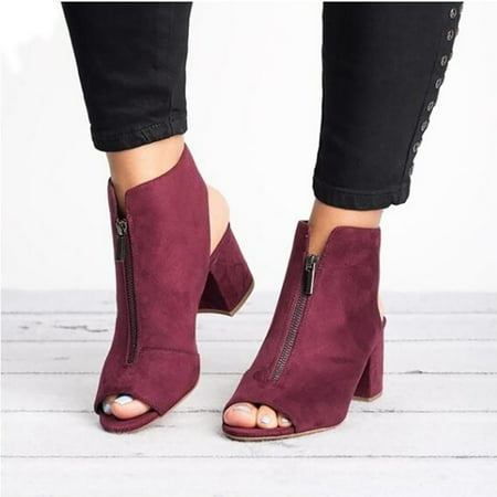 

Tejiojio Womens Sandals Clearance Womens Solid Color Front Fish Mouth Thick Heel High Heels Shoes