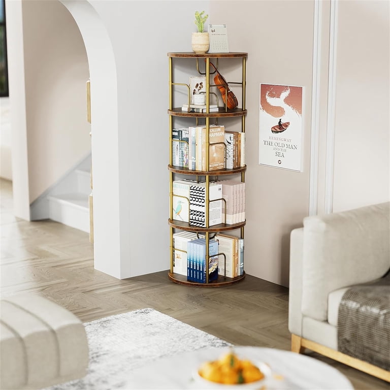 Free Shipping! Flycity Gold 4 Tier Rotating Bookshelf 360° Display