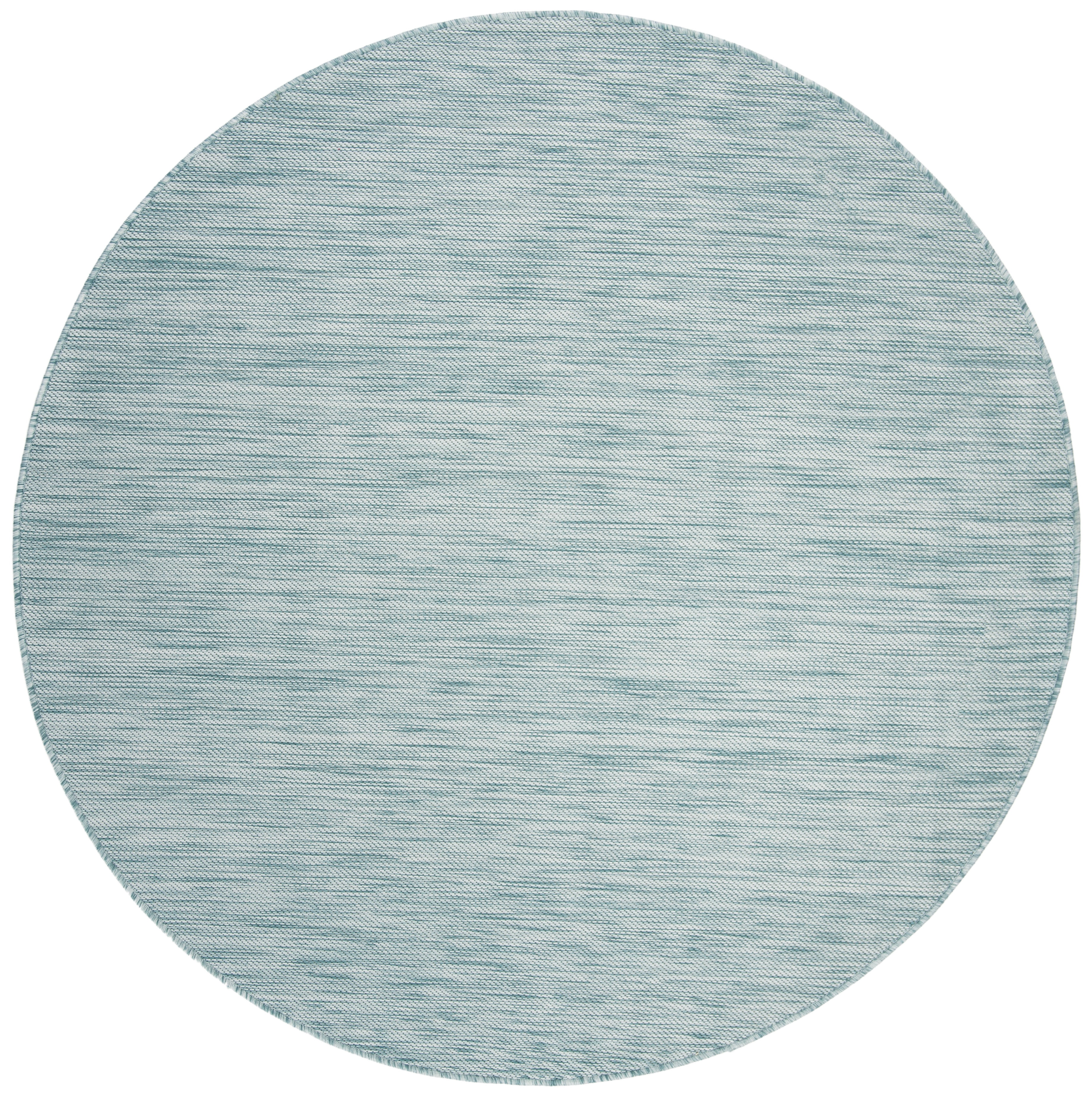 SAFAVIEH Beach House Tayler Solid Indoor/Outdoor Area Rug, Aqua, 6'7" x 6'7" Round