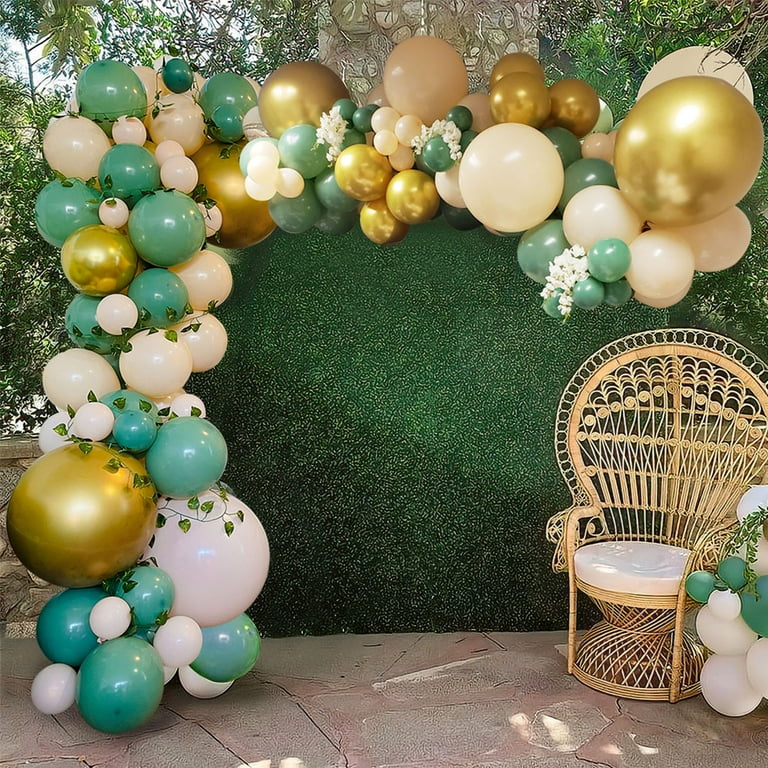 Sage Green Balloon Garland Arch Kt 153pcs Sand Whte Chrome Metallc