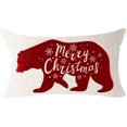thumbnail image 1 of Housse de Coussin Carrée en Coton Lin Écossais Flocon de Neige Élan Animal 12x20 Pouces, 1 of 2