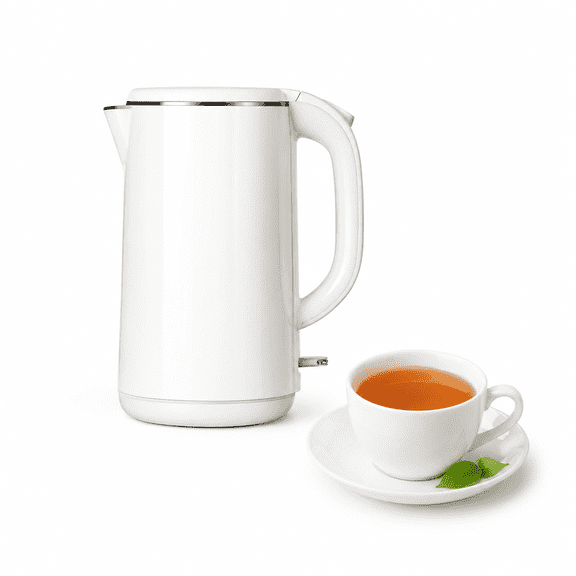 Fenbeli 1.8L Electric Kettle, 1500W Double-Wall Stainless Steel Tea Kettle with Auto Shut-Off, White