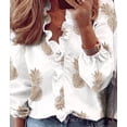 thumbnail image 5 of Womens Dressy Casual Blouse Business Long Sleeve Tops Ruffle V Neck Work Shirt Fall Outfit Long Sleeve - Pineapple L, 5 of 7