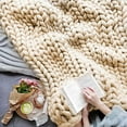 thumbnail image 5 of Hand Knitting Chunky Blanket Yarn : Big Twist Yarn for Arm Knitting,Soft Cozy Giant Yarn,Super Chunky Yarn for Knitting Blankets, Doormats, Pet Houses, Cushions and Rugs,26Yards,1.1 lbs (Beige), 5 of 14