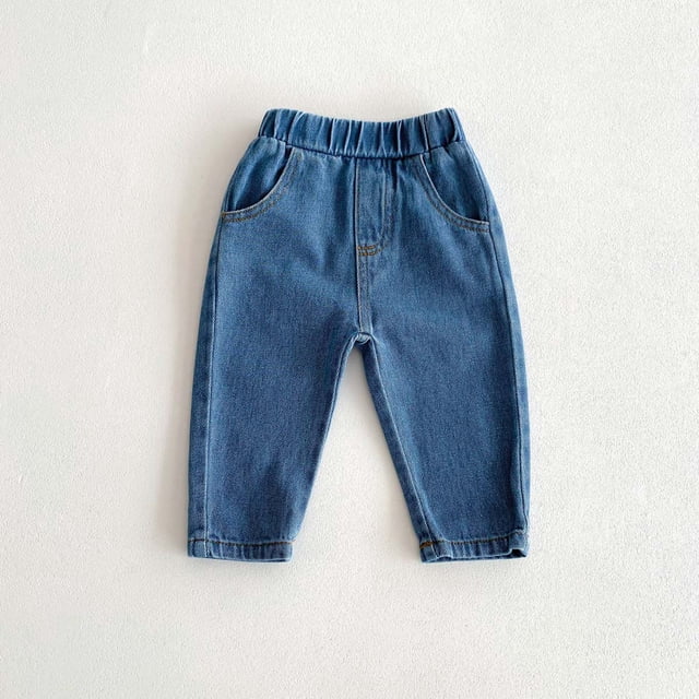Pantalones vaqueros de color liso para niños de 0 a 5 años, pantalones suaves para recién nacidos, pantalones casuales sencillos de otoño
