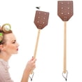 thumbnail image 2 of Fly Swatter, Leather Fly Swat with Long Wood Handle and Hanging, Fly Catcher Insect Mosquito Wasp Pest Control for Indoor Outdoor Home Fly, Coffee, 2 of 9