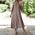 thumbnail image 3 of cocolona Womens Summer Long Dress Loose V Neck 3/4 Sleeve Sun Dress Fashion Solid Color Vacation Beach Dress, 3 of 6