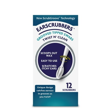 EarScrubbers Earwax Removal Tool, Safely and Gently Clean Ear Wax, Itch Relief, Works Instantly, 12 Count