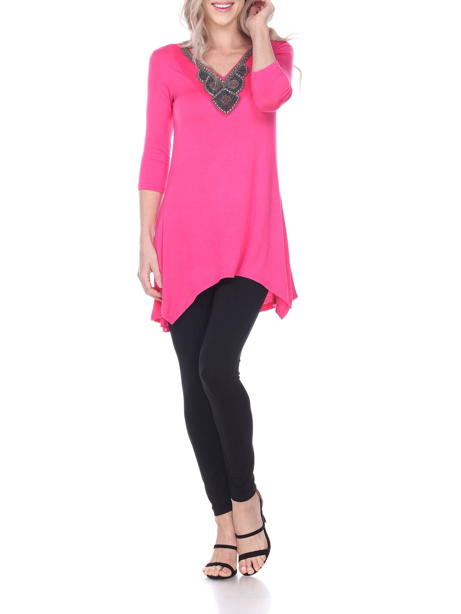 White Mark Women's Glimmering Embellished Tunic