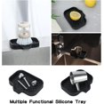 thumbnail image 4 of Silicone Bathroom Soap Dishes with Drain Spout-Bathroom and Kitchen Sink Organizer,Sponge Holder,Dish Soap Tray,Perfect for Dispenser,Scrubber,Bottle,Cup on Sink or Counter-Black 4.9"×3.2", 4 of 5