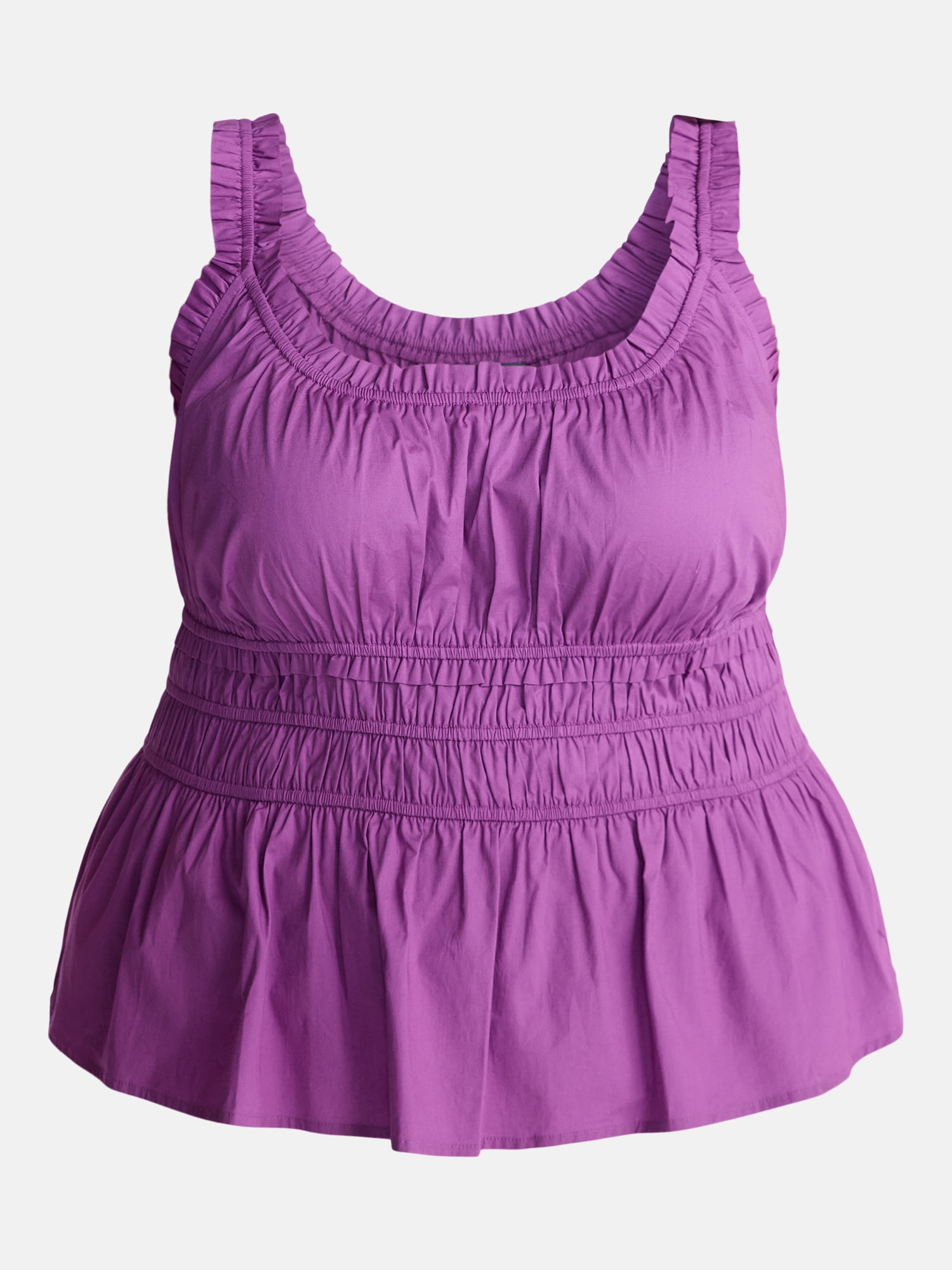 Terra & Sky Women’s Plus Sleeveless Smocked Peplum Tank Top, Sizes 0X-5X