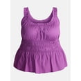 thumbnail image 5 of Terra & Sky Women’s Plus Sleeveless Smocked Peplum Tank Top, Sizes 0X-5X, 5 of 5