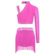 thumbnail image 3 of Haitryli Big Girls 2 Piece Crop Top with Feather Skirts Jazz Latin Dance Ballet Gymnastics Dance Outfits Hot Pink 8, 3 of 4
