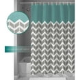 thumbnail image 3 of Waterproof Shower Curtain, Teal Geometric Chevron Gray Pattern Polyester Fabric Bathroom Curtains with 12 Hooks, 72" W x 72"H, Striped Classy Turquoise Simple Modern Quick-Drying Bathtub Curtain, 3 of 6