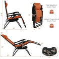 thumbnail image 3 of PRZL Folding Reclining Lounge Chair, Outdoor Zero Gravity Recliner W/Side Tray & Detachable Headrest Pillow, Heavy-Duty Steel Frame, Reclining Folding Chair for Poolside, Backyard (2, Orange), 3 of 10