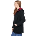thumbnail image 3 of Woman Within Plus Size Flannel-Lined Denim Jacket Removable Hood Long Oversized Jean Coat, 3 of 5