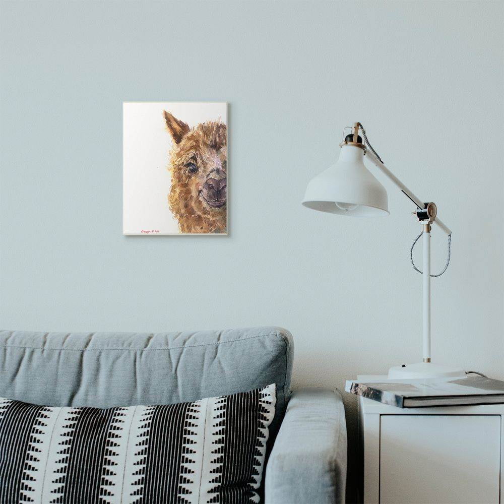 Stupell Industries Baby Llama Head Watercolor Painting Wall Plaque Art by George Dyachenko