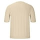 thumbnail image 4 of Camisetas Elvqul para Caballero Beige Casuales de Color Sólido Manga Corta Cuello Redondo, 4 of 6